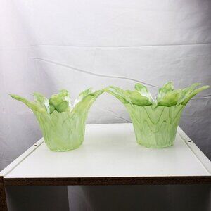 Murano Decorative Accent Green Candle Holders